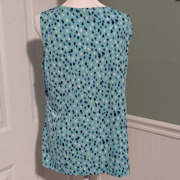 Liz Claiborne Large Sleeveless Teal Dots Tank Top - Picture 5 of 9